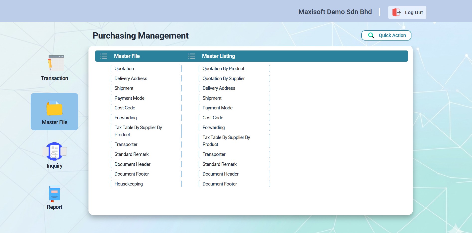 Purchasing Management — PO Master File